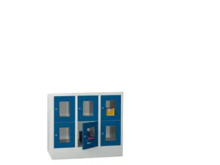 lockerkast,HxBxD 855x900x500mm,3x2vakken,RAL7035,front RAL5010 - 2