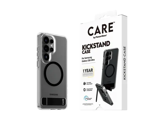 PanzerGlass CARE by Kickstand Case Transparent w. Qi Samsung Gal