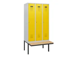 locker met bank,HxBxD 1950x900x815mm,3vak,vak B 300mm,cilinderslot