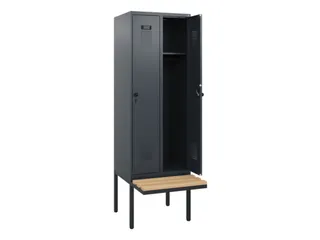 locker met bank,HxBxD 1950x600x815mm,2vak,vak B 300mm,draaigrendel - 1