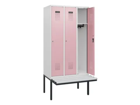 locker met bank,HxBxD 1950x900x815mm,3vak,vak B 300mm,cilinderslot