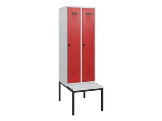 locker met bank,HxBxD 1950x600x815mm,2vak,vak B 300mm,draaigrendel - 2