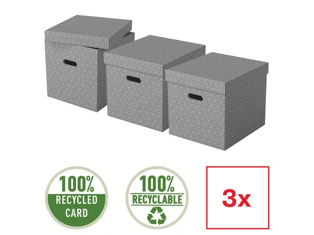 Esselte Home Kubus Opbergdoos Grijs 320x315x365mm Set van 3