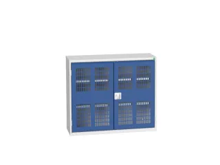 wandkast 900x1050x350mm 2xStalen bodem sokkel Ral 7035 front Ral 5010 - 1