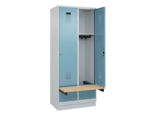 locker met bank,HxBxD 1950x800x815mm,2vak,vak B 400mm,cilinderslot