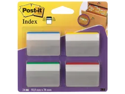 Indextabs Post-it 686A1 38x50.8mm strong gebogen assorti 24 tabs