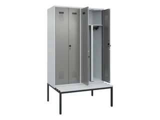 PBM-locker met bank,HxBxD 2120x1200x815mm,4vak,vak B 300mm - 1