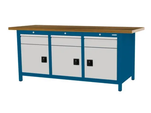 werkbank,HxBxD 860x2000x750mm,onderstel RAL5010,fronten RAL7035