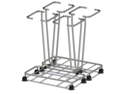 Afvalverzamelaar 4x70 Liter Afvalzakken Rvs Verrijdbaar Ral9003
