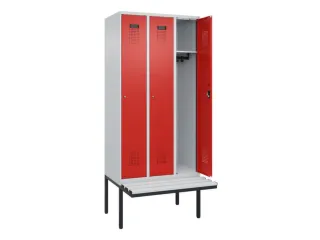 locker met bank,HxBxD 2120x900x815mm,3vak,vak B 300mm,cilinderslot - 1