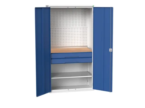 Systeemkast 2000x1050x550mm 1xlegbord 2laden RAL7035+RAL5010