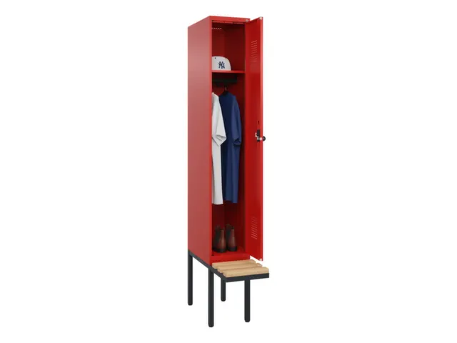 locker met bank,HxBxD 2120x300x815mm,1vak,vak B 300mm,draaigrendel
