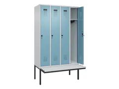 locker met bank,HxBxD 2120x1200x815mm,4vak,vak B 300mm,draaigrendel