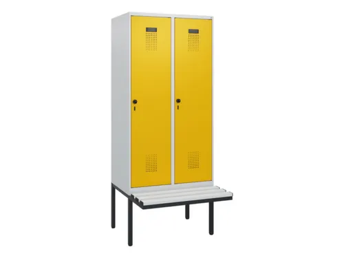 locker met bank,HxBxD 1950x800x815mm,2vak,vak B 400mm,draaigrendel