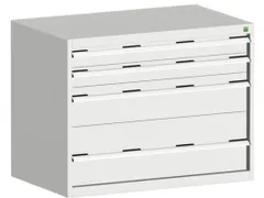 ladekast HxBxD 800x1050x750mm 4 laden romp Ral7035 staal lichtgrijs