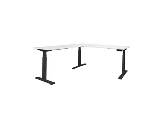 Elektrisch Hoekbureau Dextro Plus 160x160cm Frame Zwart Blad Krijtwit - 1