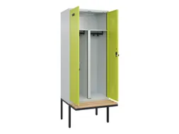 PBM-locker met bank,HxBxD 2120x800x815mm,2vak,vak B 400mm,draaigrendel