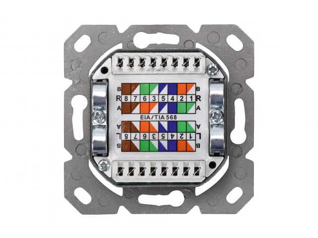 CAT 6A Klasse EA Aansluitdoos Afgeschermd Inbouw 2xRJ45 LSA Zuiver Wit