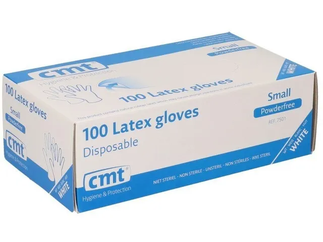 Handschoen CMT S latex poedervrij wit 100 stuks