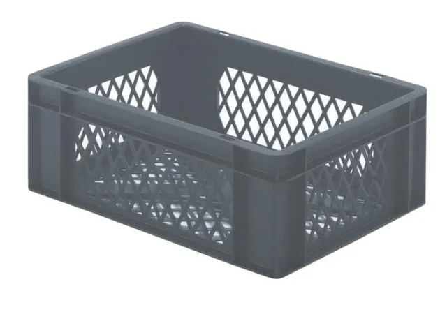 Euronorm-stapelbak 13l 145x400x300mm Wanden/bodem Opengewerkt Grijs