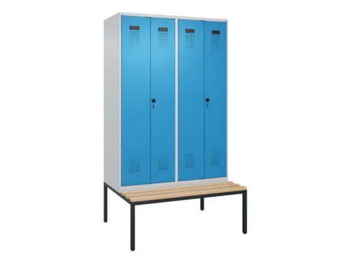 PBM-locker met bank,HxBxD 2120x1200x815mm,4vak,vak B 300mm