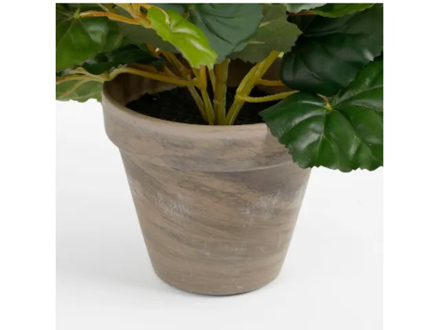Kunstplant Mica Begonia wit in pot Stan grijs 25x30cm