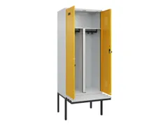 PBM-locker met bank,HxBxD 2120x800x815mm,2vak,vak B 400mm,draaigrendel