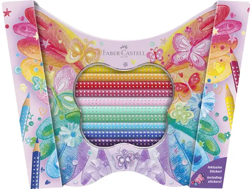 Kleurpotloden Faber-Castell sparkle 12 standaard kleuren + 8 pastel kl