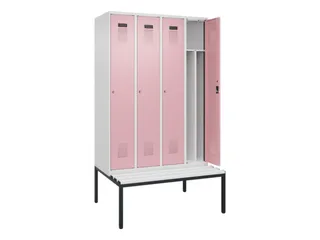 locker met bank,voor scheiding van kleding,HxBxD 2120x1200x815mm,4vak - 1