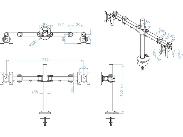 OUTLET Monitorarm FPMA-D960DG 2 Schermen tot 27 Inch met Doorvoer Zwar