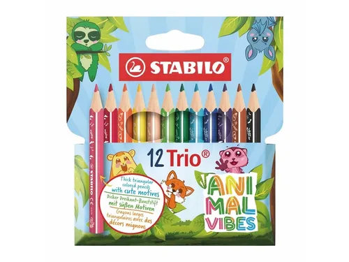 Kleurpotloden STABILO Trio dik Short Animal Vibes mini assorti 12st