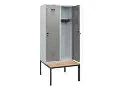 locker met bank,HxBxD 1950x800x815mm,2vak,vak B 400mm,draaigrendel