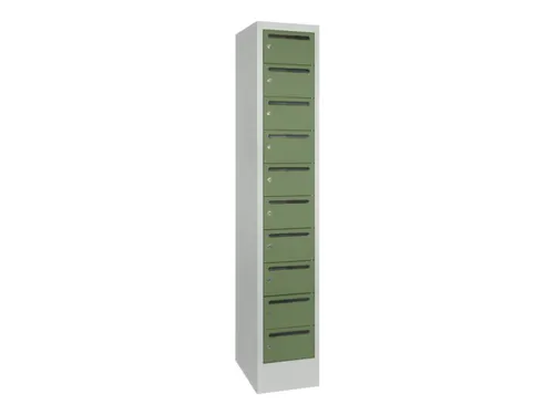 Postsorteerkast 1850x330x500mm 10 Vakken Ral7035 Front Ral6011