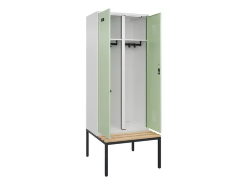 locker met bank,voor scheiding van kleding,HxBxD 2120x800x815mm,2vak