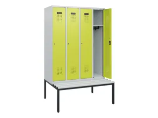 locker met bank,HxBxD 1950x1200x815mm,4vak,vak B 300mm,cilinderslot - 1