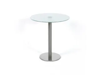 glazen bijzettafel,HxØ 550x495mm,rond,schotelvoet poedercoat. - 2