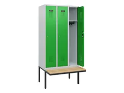 locker met bank,HxBxD 1950x900x815mm,3vak,vak B 300mm,cilinderslot
