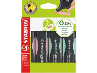 Markeerstift STABILO GREEN BOSS 6070/4 pastel assorti etui à 4 stuks - 1