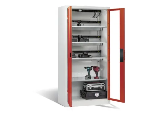 acculaadkast 1950x930x500mm 15stekkerdozen 230V ventilator fr. RAL3000