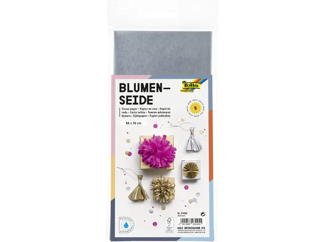 Zijdevloeipapier Folia 50x70cm 20gr nr66 zilver 5 vel