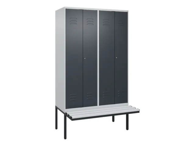 PBM-locker met bank,HxBxD 2120x1200x815mm,4vak,vak B 300mm,cil.-slot