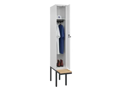 locker met bank,HxBxD 2120x300x815mm,1vak,vak B 300mm,draaigrendel
