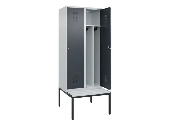 locker met bank,voor scheiding van kleding,HxBxD 2120x800x815mm,2vak