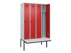 locker met bank,voor scheiding van kleding,HxBxD 2120x1200x815mm,4vak