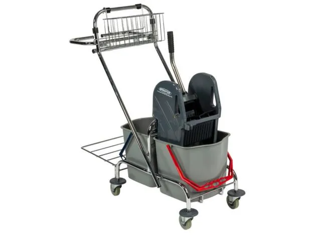 dweilwagen,HxBxD 1000x410x930mm,emmer 2x17l ROOD/BLAUW,mopwringer