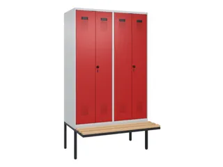 PBM-locker met bank,HxBxD 2120x1200x815mm,4vak,vak B 300mm - 2