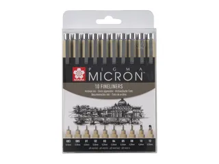 Fineliner Sakura Pigma Micron set à 10 schrijfbreedtes zwart - 2