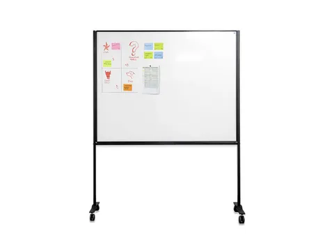 Verrijdbaar Whiteboard Workboard 120x150cm Gelakt Staal zwart profiel
