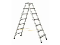 trapladder,NL,beide zijden,2x7aluminium gegroefd,balk L 1,9m,aluminium