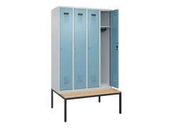 locker met bank,HxBxD 2120x1200x815mm,4vak,vak B 300mm,cilinderslot